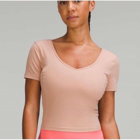 Lululemon Align T-shirt Pinky Beige Womens Small Activewear Yoga Fitness Workout - Picture 1 of 7